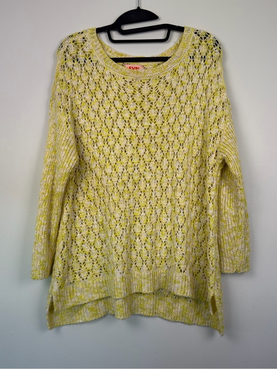 EVRI Sweaters - Yellow Openwork Knit Sweater - Lightweight Women’s Pullover